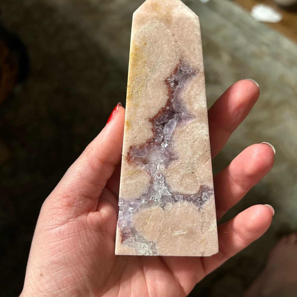 Pink and Purple Amethyst Crystal Tower
